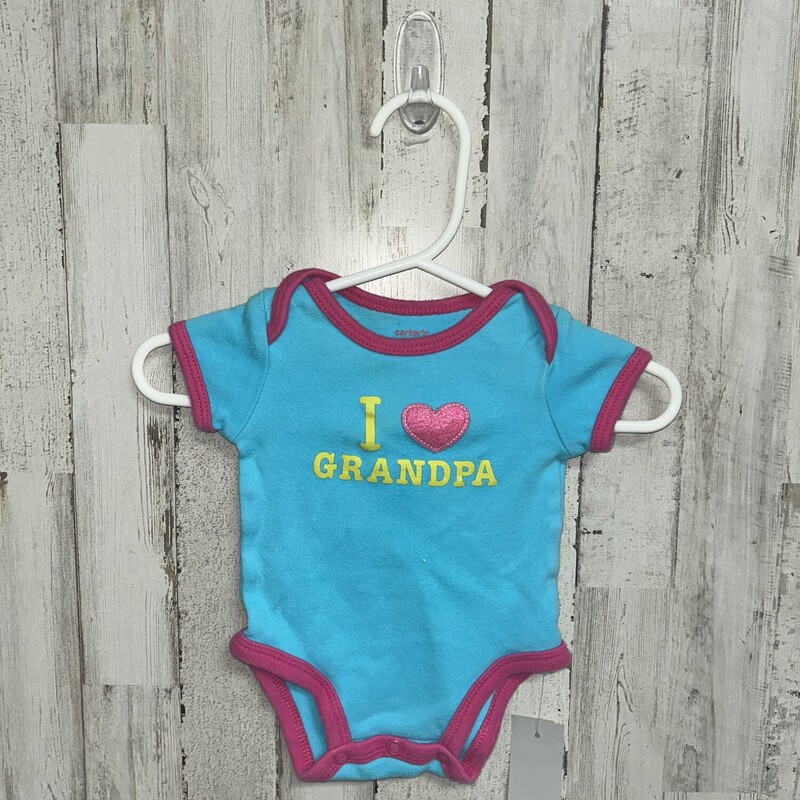 NB I Love Grandpa Onesie, Blue, Size: Girl NB-3m