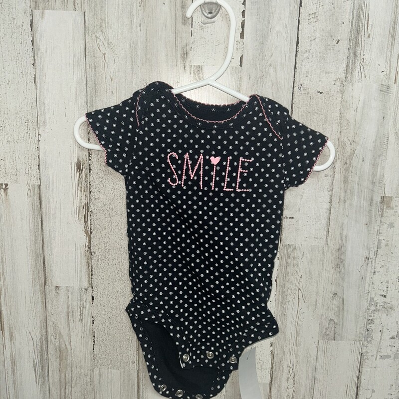 0/3M Smile Dotted Onesie, Black, Size: Girl NB-3m