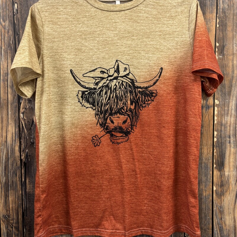 Orange Yellow Cow Shirt, Size: S