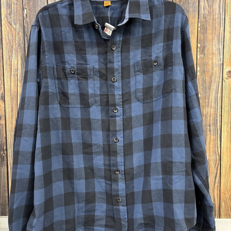 Blue Black Button Up, Size: L