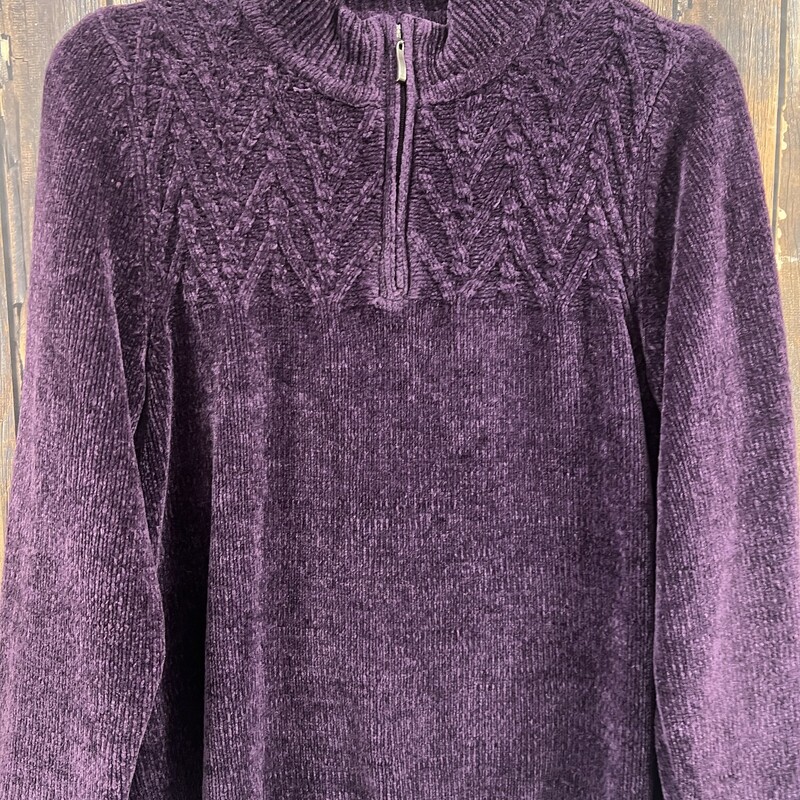 Purple Alfred Dunner 3/4zip sweater, Size: S