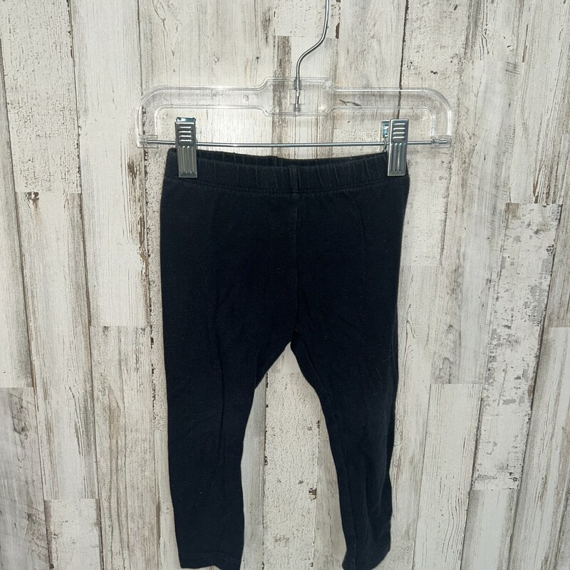 2T Black Cotton Leggings, Black, Size: Girl 2T