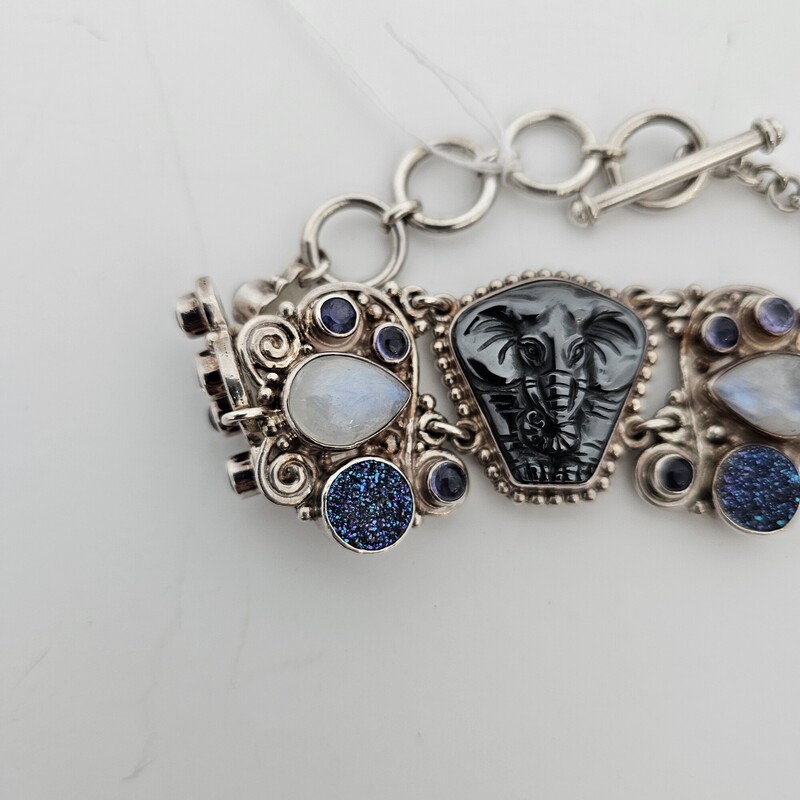 Elephant Head & Stones, Sterling, Size: Toggle