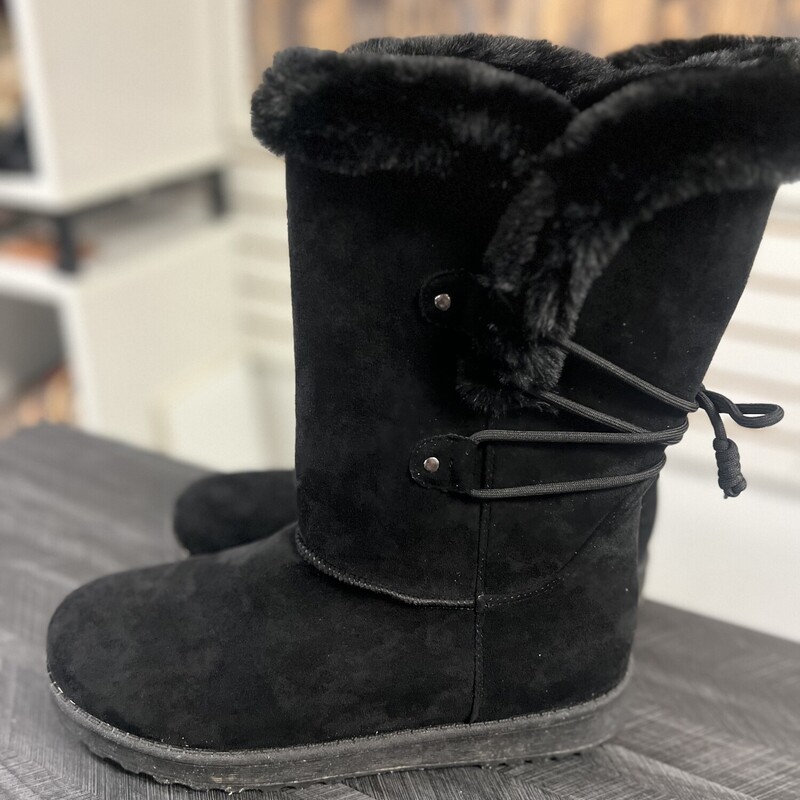 Black Fur Boots, Size: 10