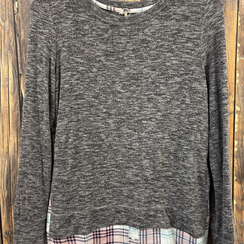 Wallflower Gray Plaid Shi, Size: S