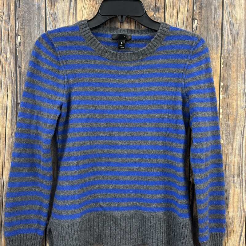 Blue Gray Stripe Sweater, Size: S