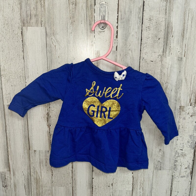 0/3M Sweet Girl Top, Blue, Size: Girl NB-3m