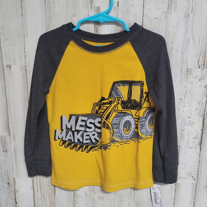 4T Mess Maker Thermal Tee, Yellow, Size: Girl 4T