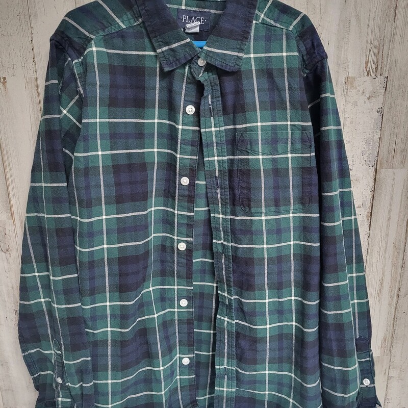 14 Green Plaid Button Up