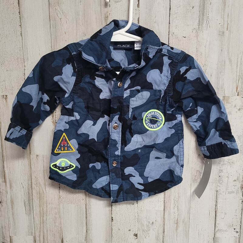 6/9M Blue Camo Button Up