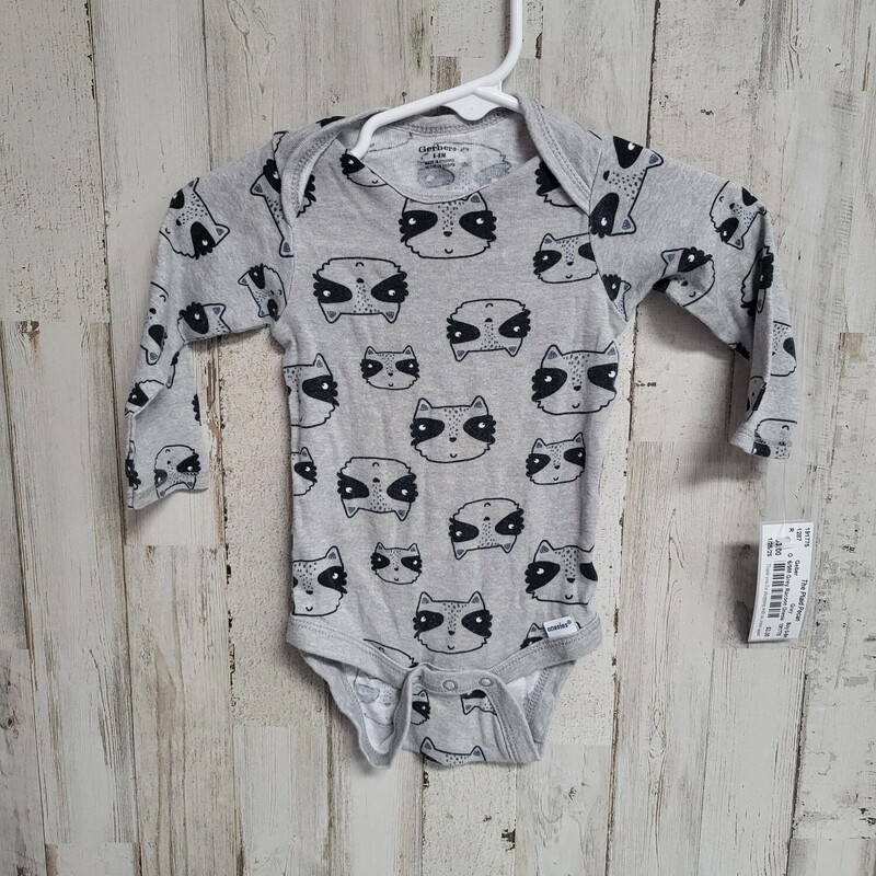 6/9M Grey Racoon Onesie