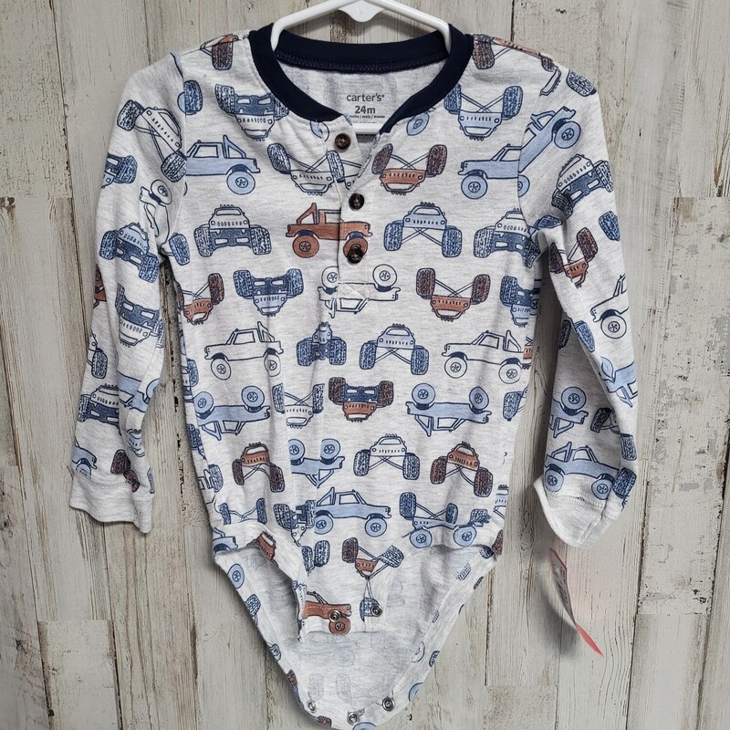 24M Grey Truck Onesie