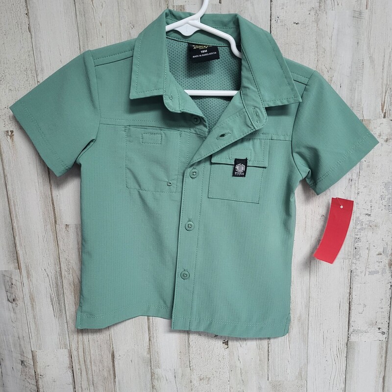 18M Green Button Up