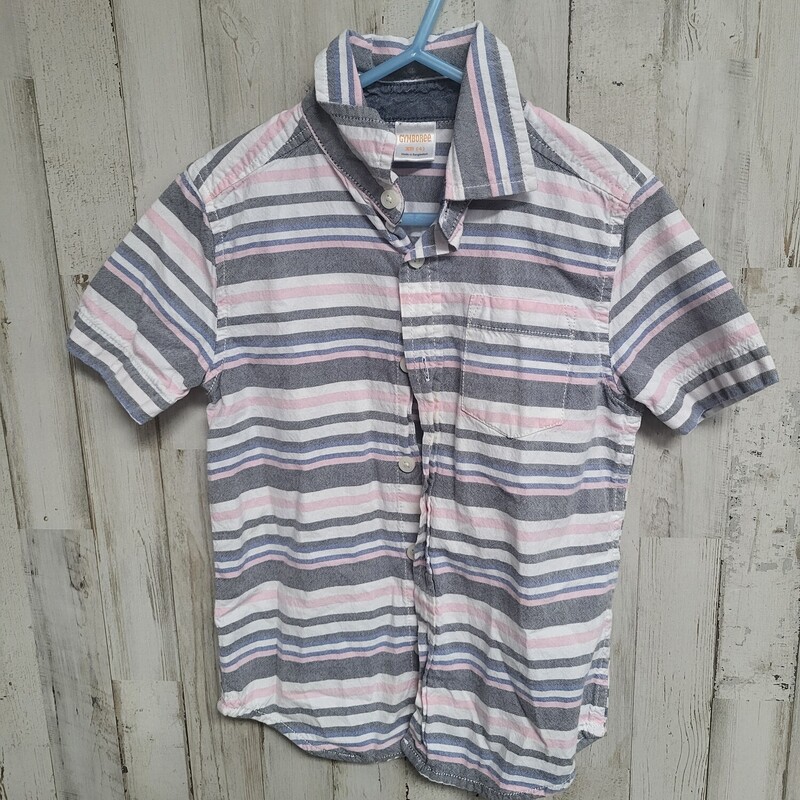 4 Pink Stripe Button Up