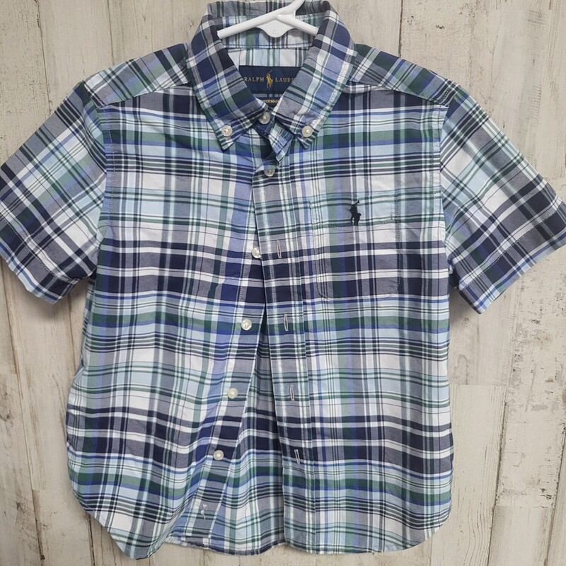 4T Blue Plaid Button Up