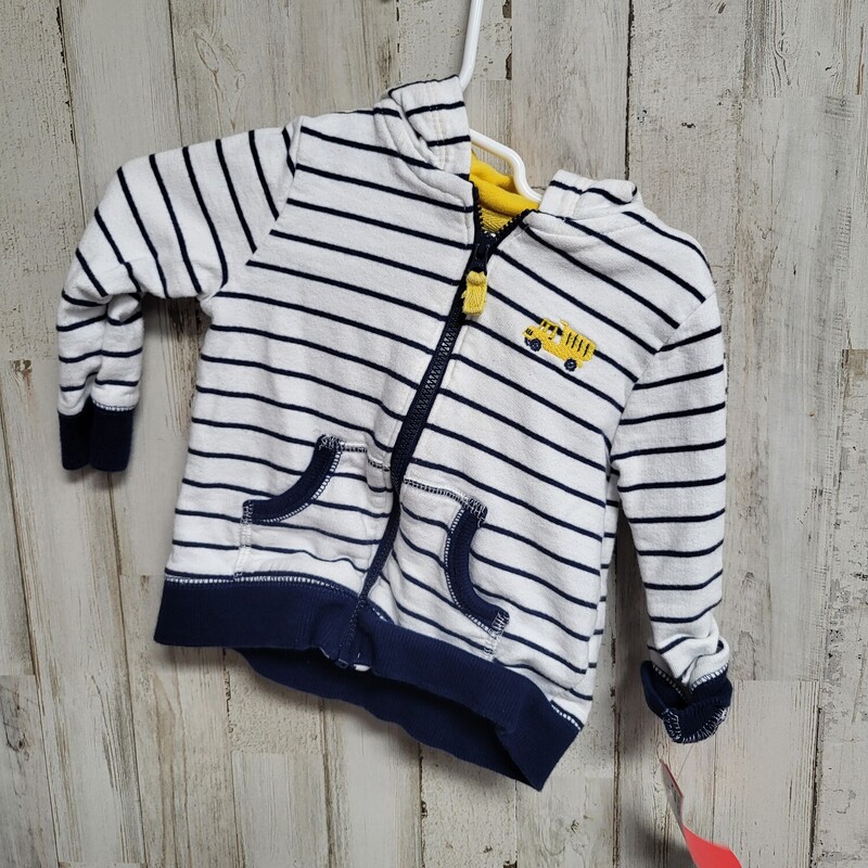 12M White Stripe Jacket, White, Size: Boy 12-24m