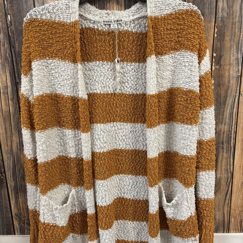 NWT Gold And White Stripe cardigan, Size: L