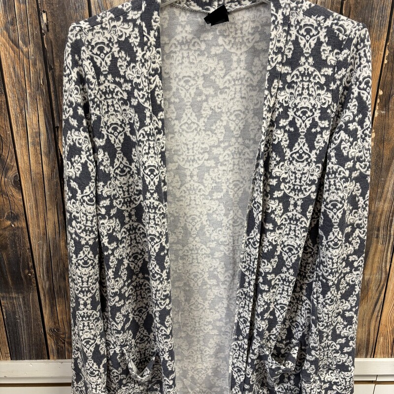 Gray White Pattern Cardigan, Size: L