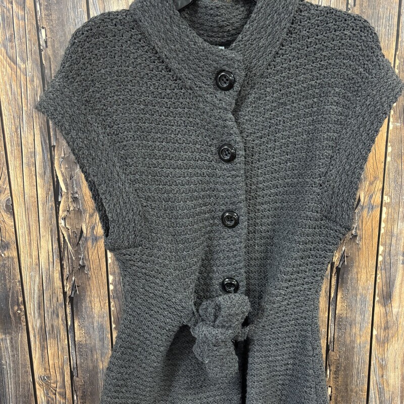 Gray Knit Button Sweater, Size: M