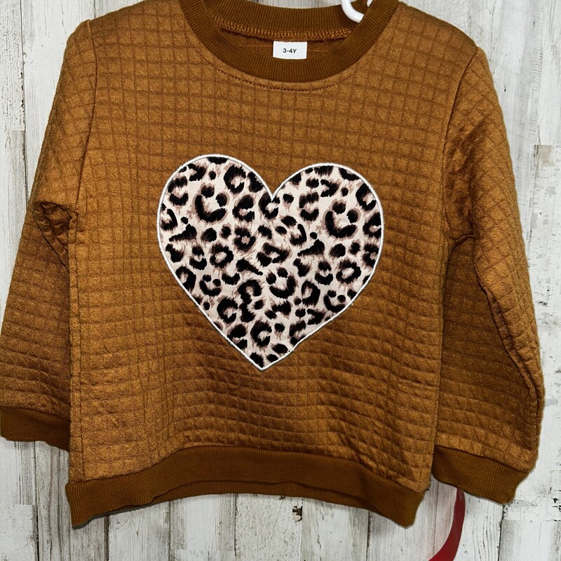 3/4 Quilted Heart Sweatsh, Orange, Size: Girl 3T