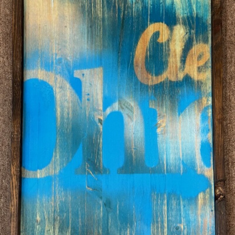 Cleveland Script Wood Wall Art
Brown Blue
Size: 18x26H