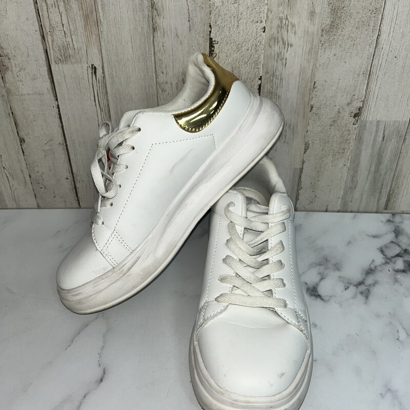 A10 White/Gold Sneakers, White, Size: Shoes A10