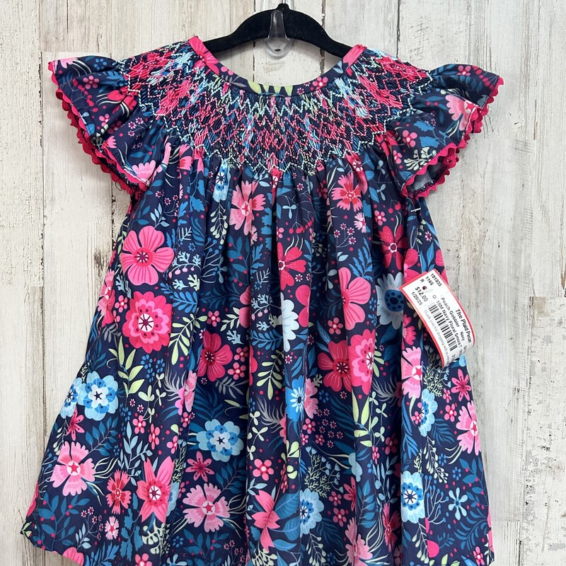 18M Navy Floral Smock Tun