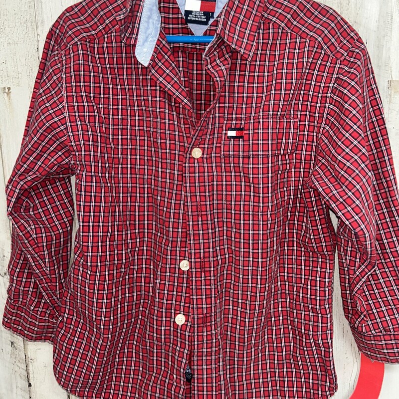 6 Red Plaid Button Up