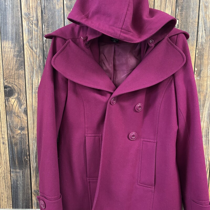 Fuschia Wool Coat, Size: 4