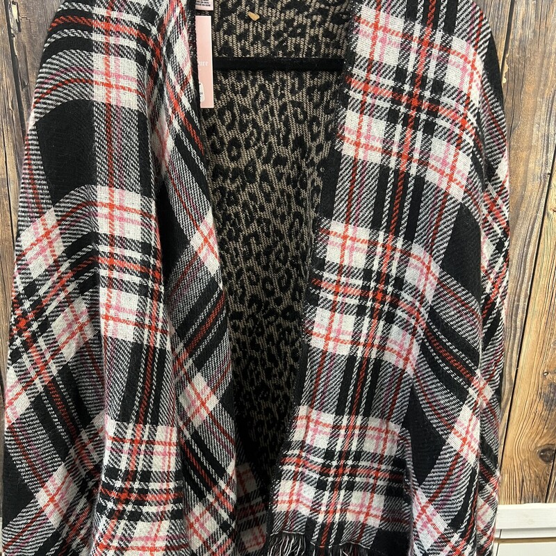 NWT Reversible Poncho, Size: OS, Juicy Couture, animal print and plaid