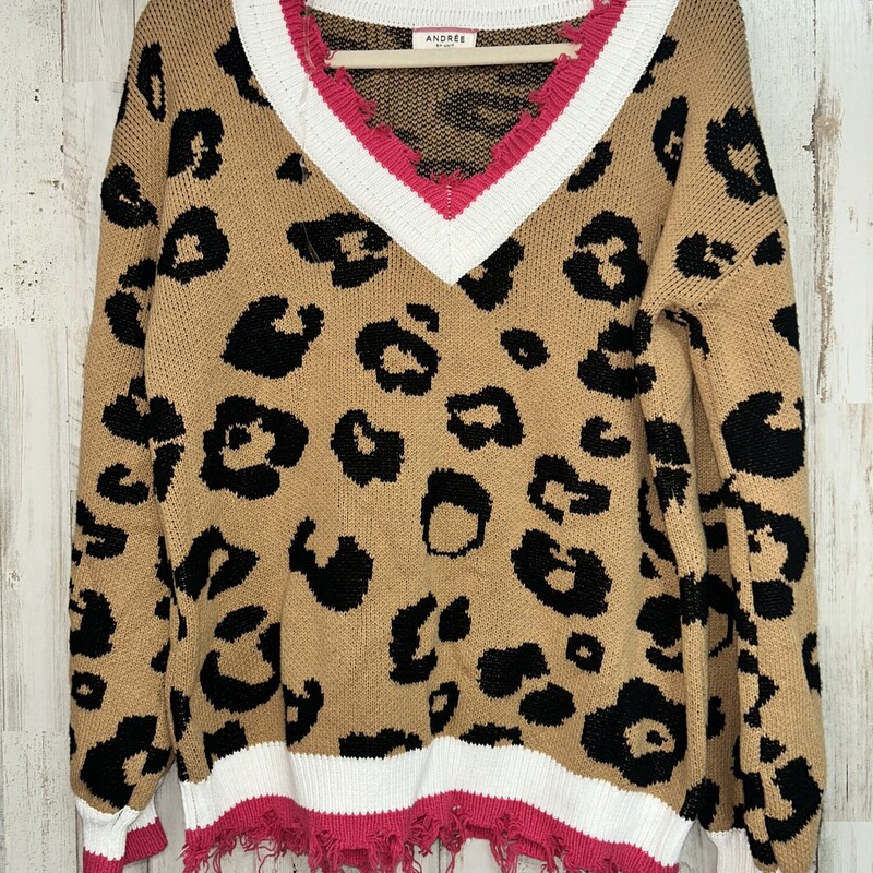 S Leopard Fray Sweater