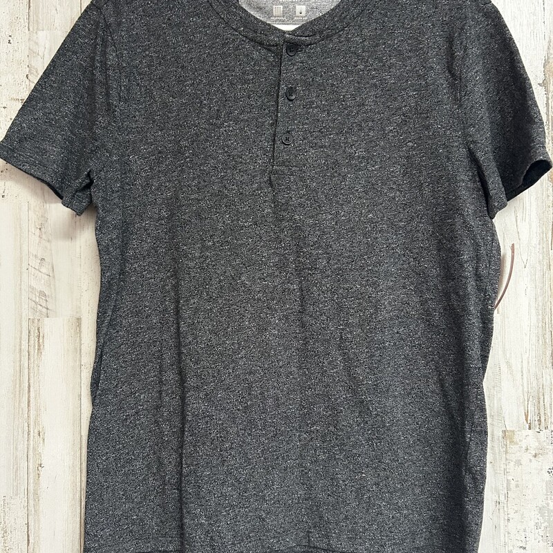 S Grey Button Tee