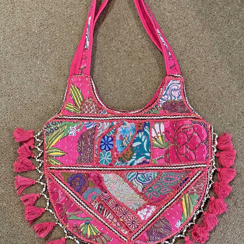 Pink Beaded Boho Bag