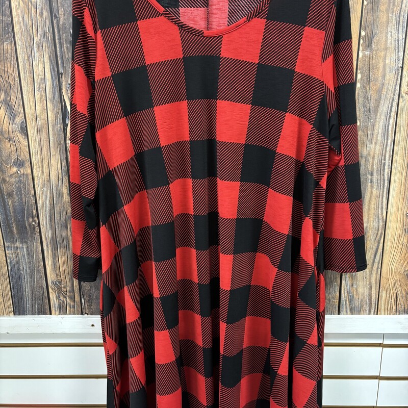 Black Red Check Dress, Size: 2XL