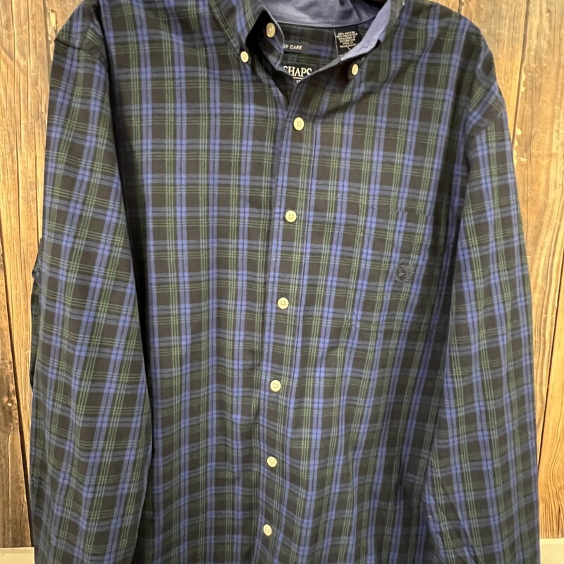 Chaps Blue Green Button U, Size: XL