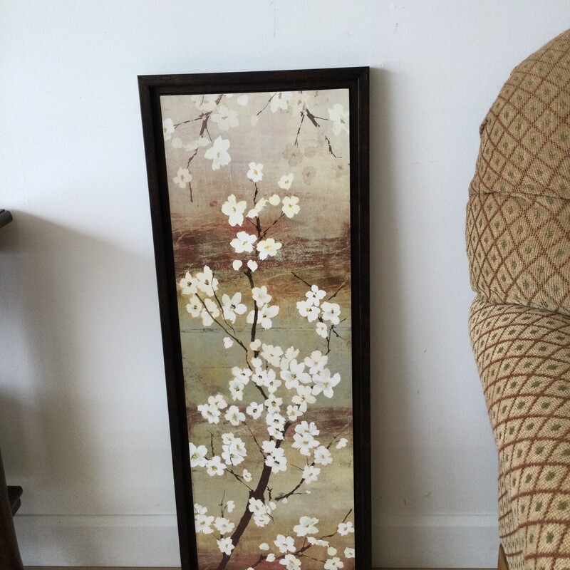 Framed Flowering Branch Print,
Multi,
Size: 38 X 14 In