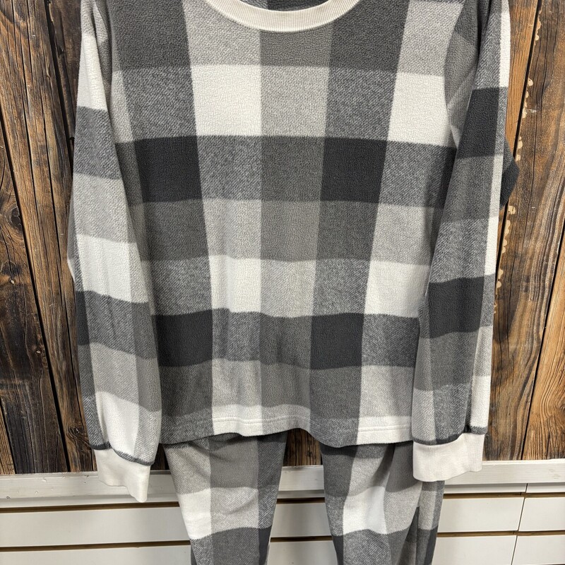 Gray White Check PJs, Size: M