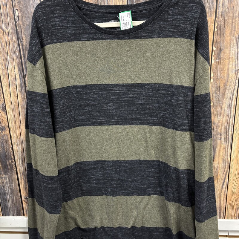 AE Black Olive Stripe Shirt, Size: XL