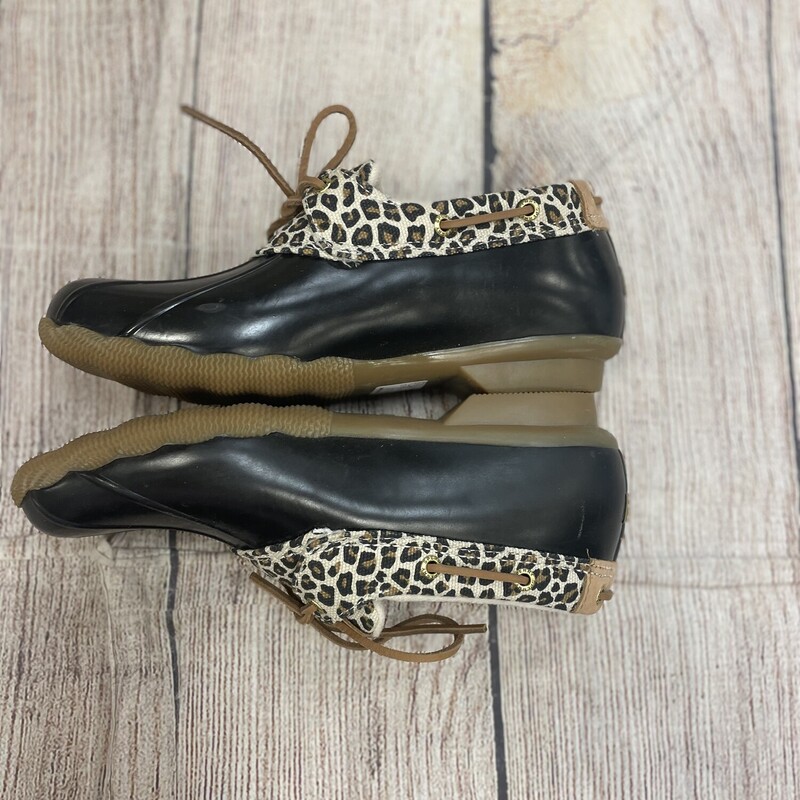 Sperry  As Is, Animal and black rainboots Size: 9.5