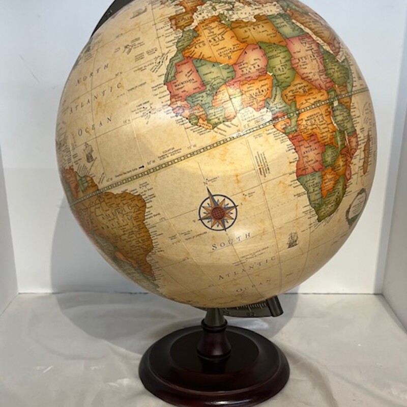 Wood Base World Globe
Tan and Brown
Size: 12x19H