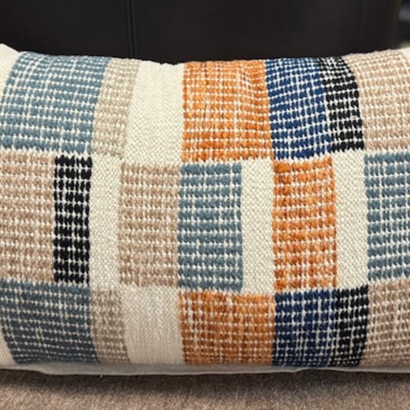 World Market Patch Look Throw Pillow
White Orange Blue
Size: 24x14H