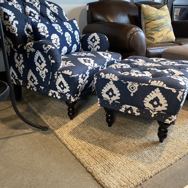 Navy Ikat Chair And Otto