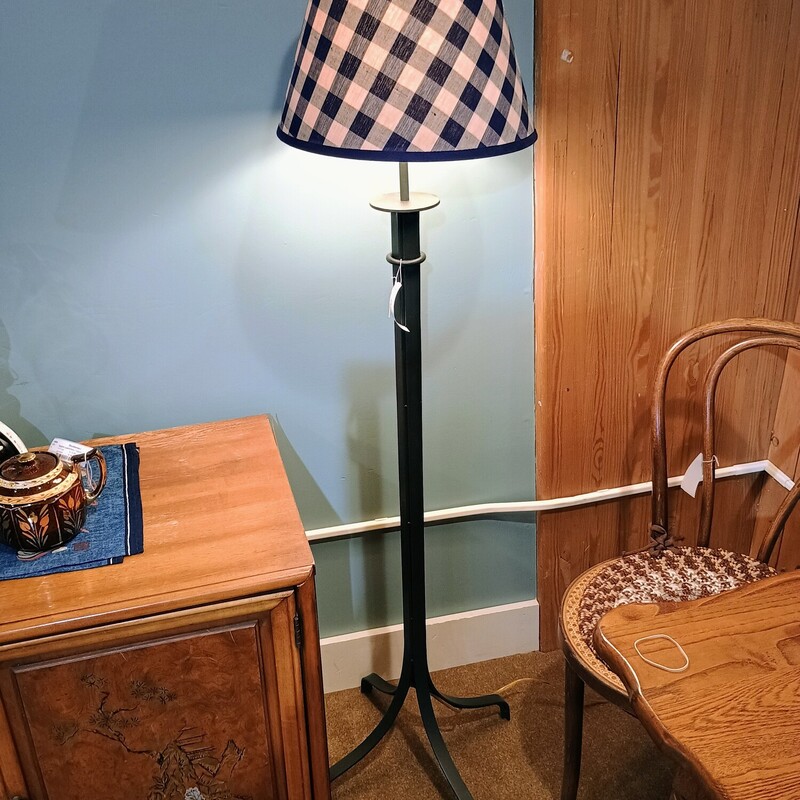 Flr Lamp Navy Check Shade