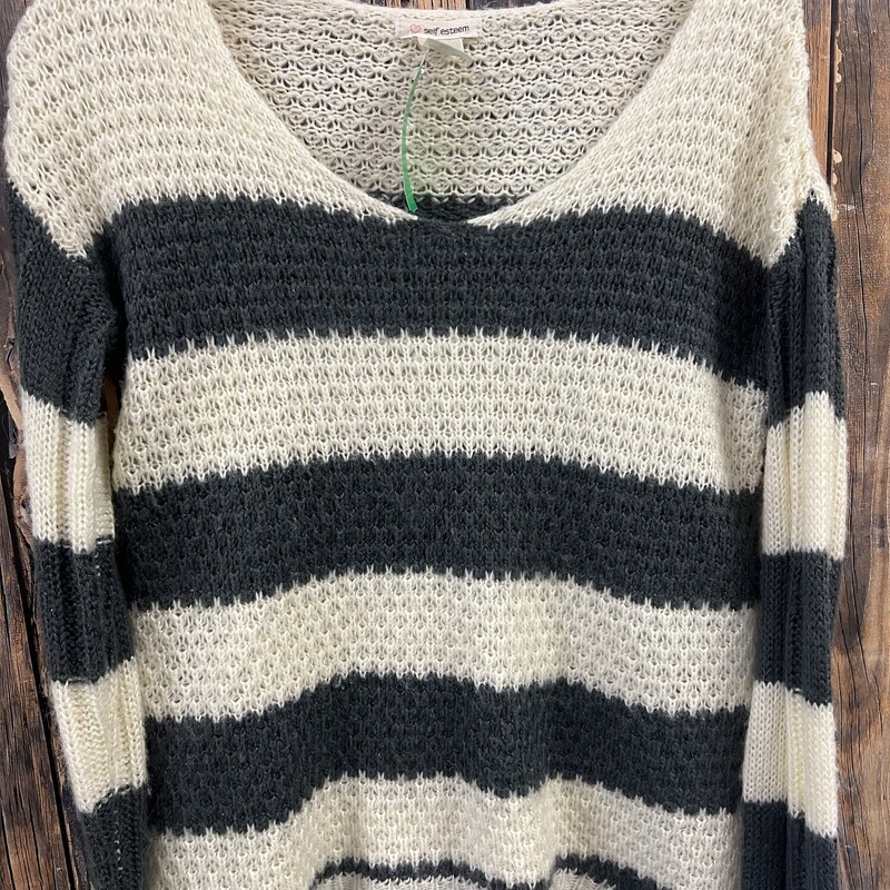 Gray/ Cream Stripe Sweate, Size: Small