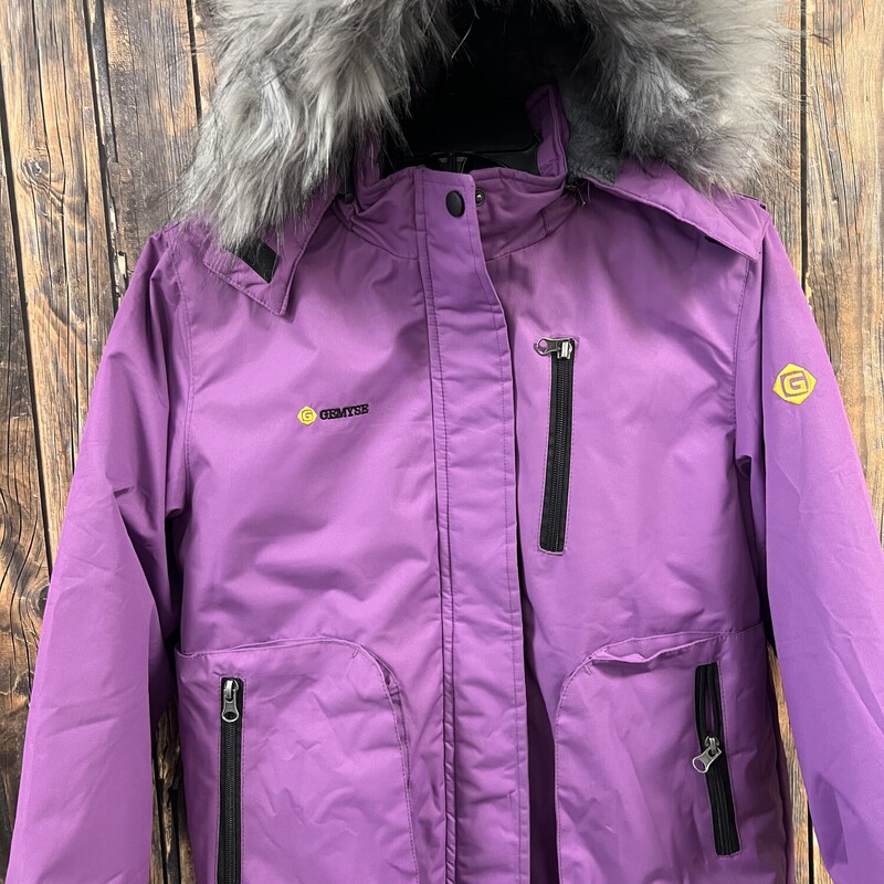 Purple Coat Fur Hood, Size: 10/12