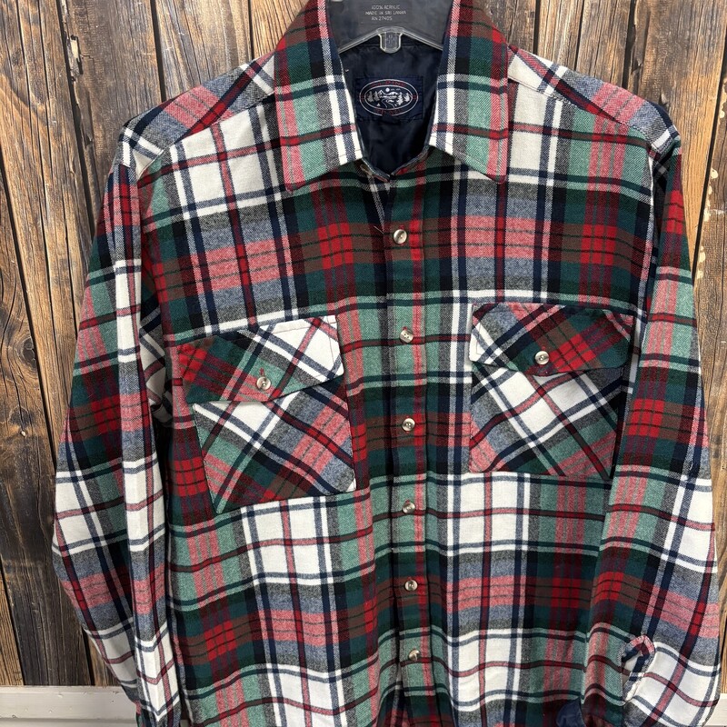 Green Red Blue Plaid Shir, Size: M