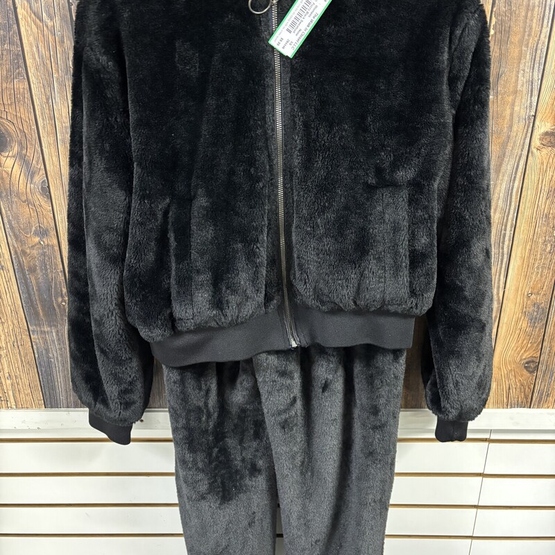 Fuzzy Black Sweatsuit, Size: XS