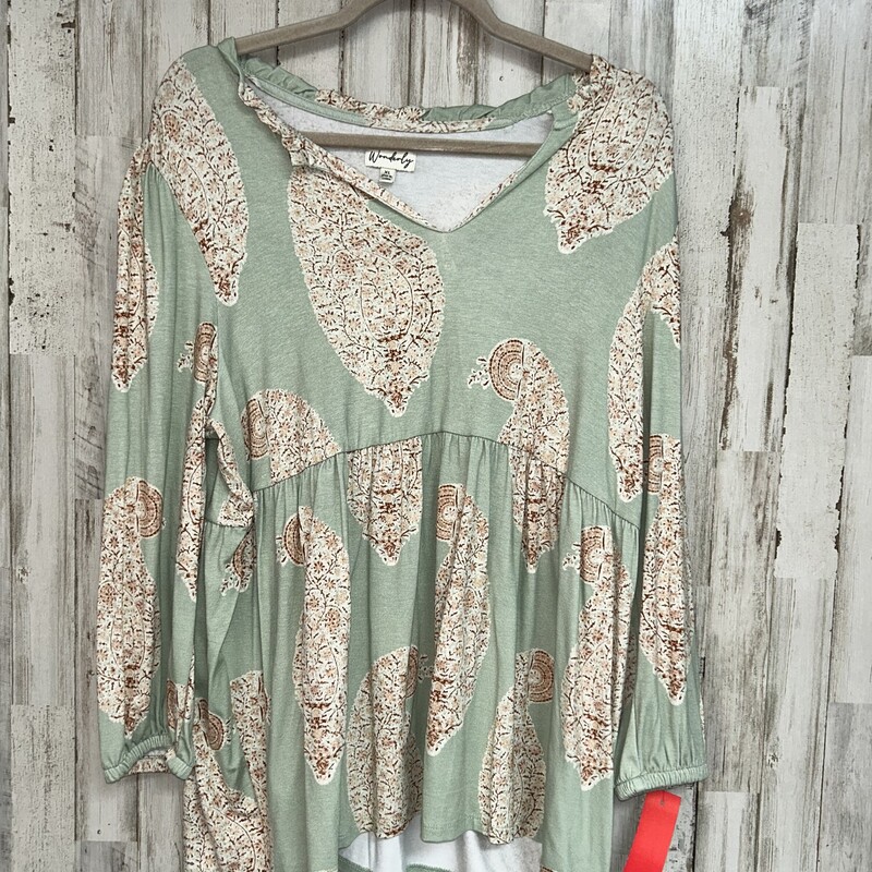 XL Mint Printed Top, Green, Size: Ladies XL