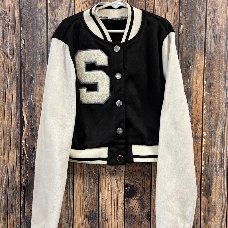 Black White Button Jacket, Size: YS