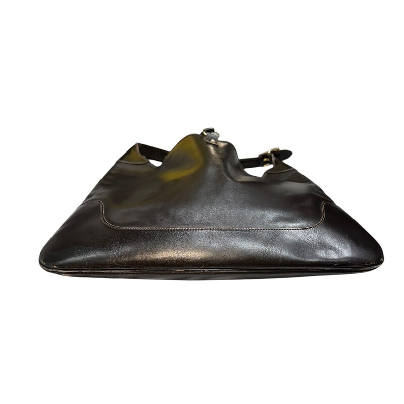 Hermes Trim Brown Leather Hobo Bag 33<br />
<br />
Dimensions: 12in H x 14in L<br />
<br />
Fair condition. Corner wear, fraying of the strap and hardware slightly tranished.<br />
<br />
Does not come with original dust bag or box.